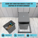 2x 15L Pull Out Trash Bin Dual Kitchen Garbage Waste Basket Cabinet Bin - Extra Image