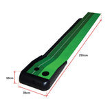 Indoor Practice Putting Green 2.5m Mat Inclined Ball Return Fake Grass 2 Holes - Low Angle