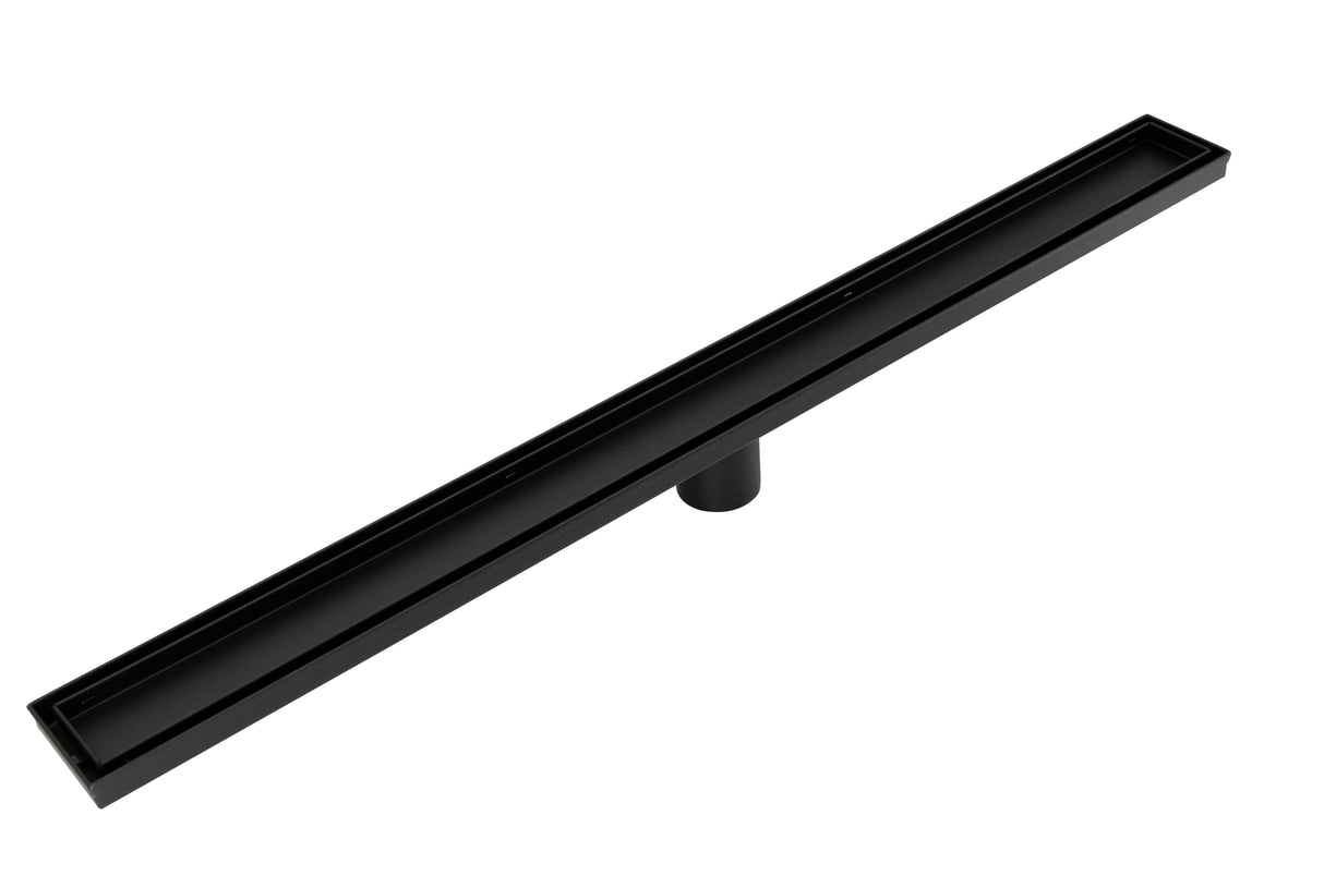 1000mm Tile Insert Bathroom Shower Black Grate Drain w/Centre outlet Floor Waste