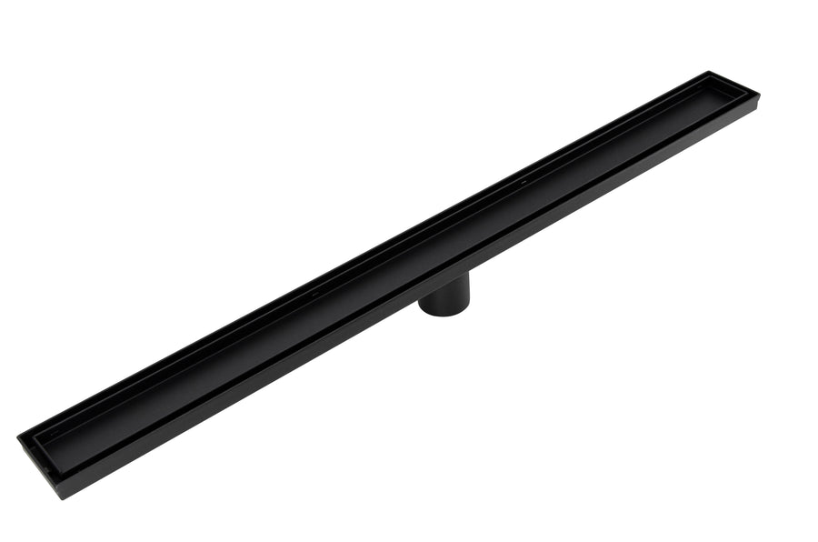 1000mm Tile Insert Bathroom Shower Black Grate Drain w/Centre outlet Floor Waste