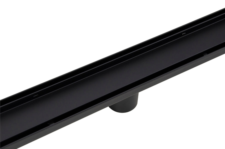 1000mm Tile Insert Bathroom Shower Black Grate Drain w/Centre outlet Floor Waste