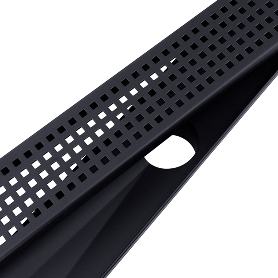 800mm Bathroom Shower Black Grate Drain w/Centre outlet Floor Waste