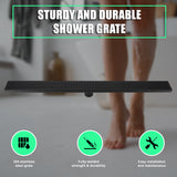 900mm Bathroom Shower Black Grate Drain w/Centre outlet Floor Waste Square Pattern - Extra Image