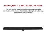 900mm Bathroom Shower Black Grate Drain w/Centre outlet Floor Waste Square Pattern - Extra Image