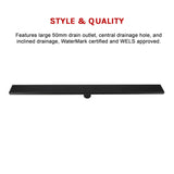 1000mm Bathroom Shower Black Grate Drain w/Centre outlet Floor Waste Square Pattern - Extra Image