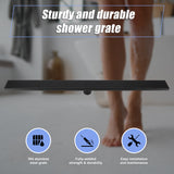 1000mm Bathroom Shower Black Grate Drain w/Centre outlet Floor Waste Square Pattern