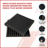 40pcs Studio Acoustic Foam Sound Absorbtion Proofing Panels Tiles Wedge 30X30CM - Front View