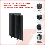 20pcs Studio Acoustic Foam Corner Bass Trap Sound Absorption Treatment Proofing - Front View