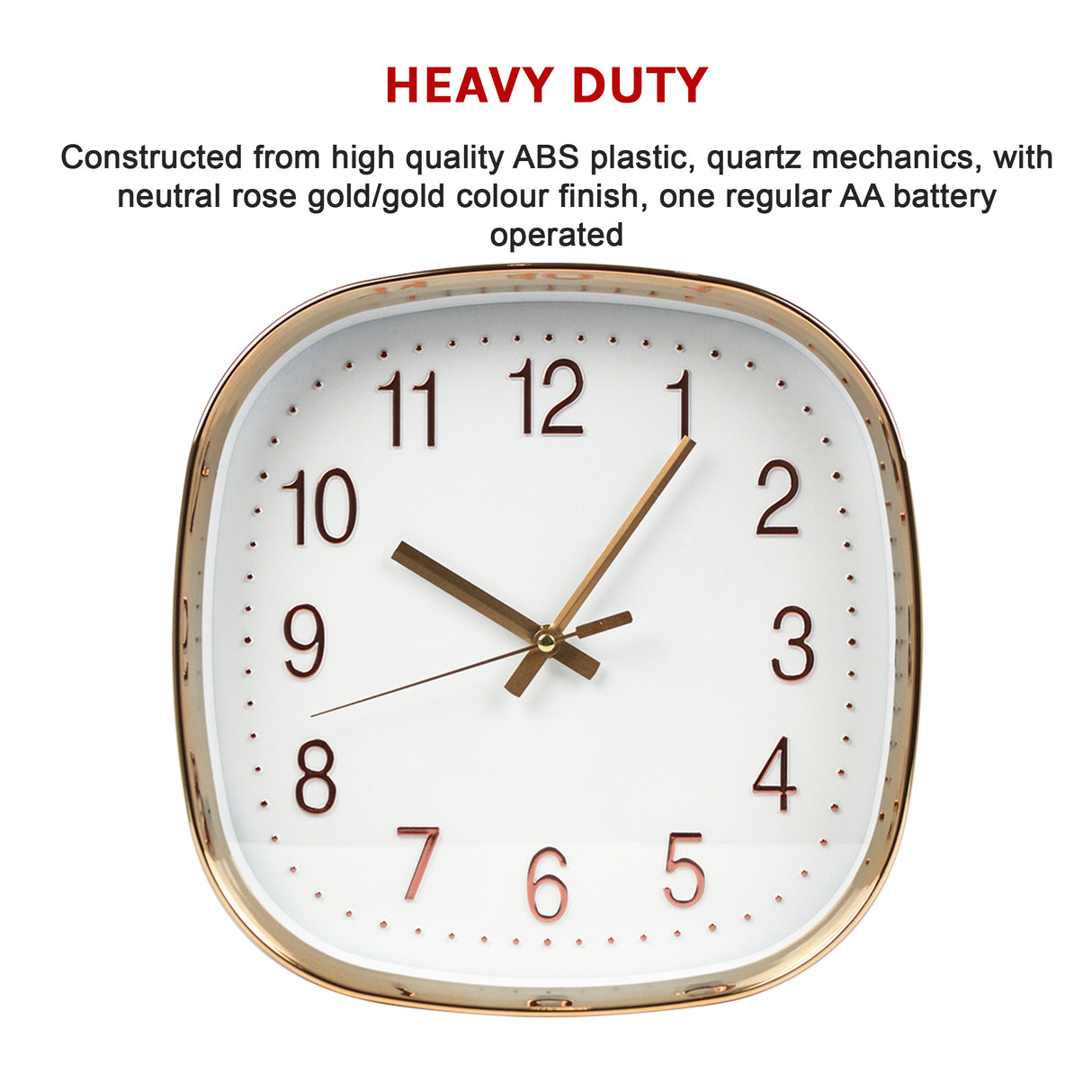 Modern Wall Clock Silent Non-Ticking Quartz Battery Operated Gold