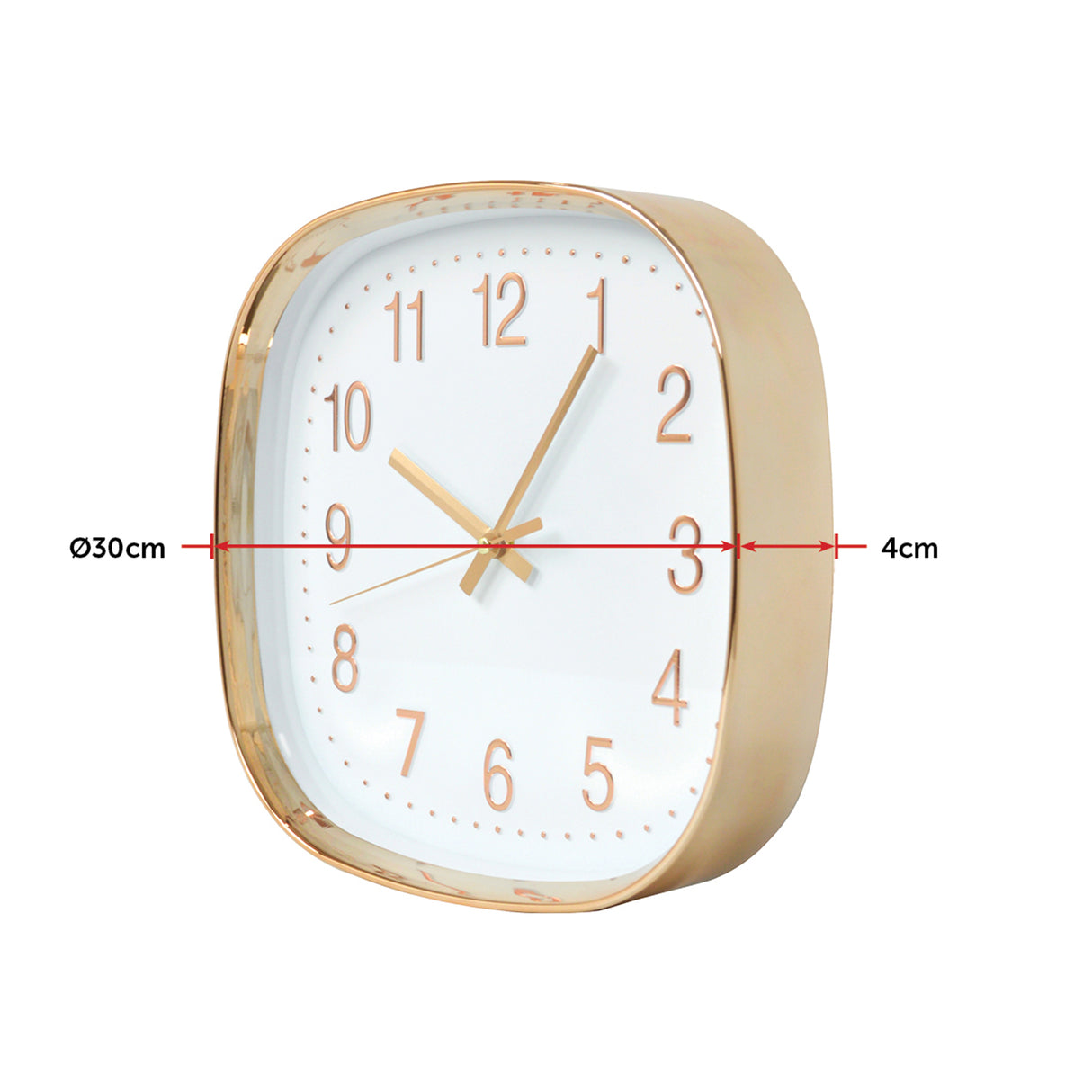Modern Wall Clock Silent Non-Ticking Quartz Battery Operated Gold