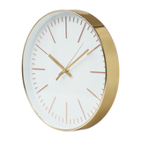 Modern Wall Clock Silent Non-Ticking Quartz Battery Operated Gold - Top-Down View