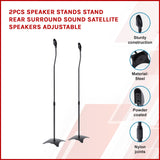 2pcs Speaker Stands Stand Rear Surround Sound Satellite Speakers Adjustable - Front View