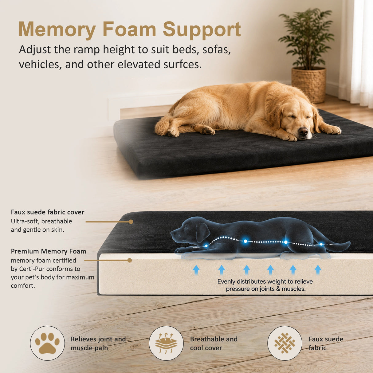 110CM XL Pet Bed Mattress Dog Cat Memory Foam Pad Mat Cushion