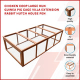 Chicken coop LARGE Run Guinea Pig Cage Villa Extension Rabbit hutch house pen - Front View