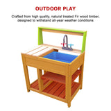 Childrens Outdoor Play Mud Kitchen Sand Pit with Display Shelf