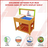Childrens Outdoor Play Mud Kitchen Sand Pit with Display Shelf - Front View