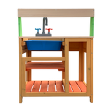 Childrens Outdoor Play Mud Kitchen Sand Pit with Display Shelf - Top-Down View