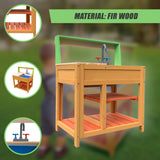 Childrens Outdoor Play Mud Kitchen Sand Pit with Display Shelf - Low Angle