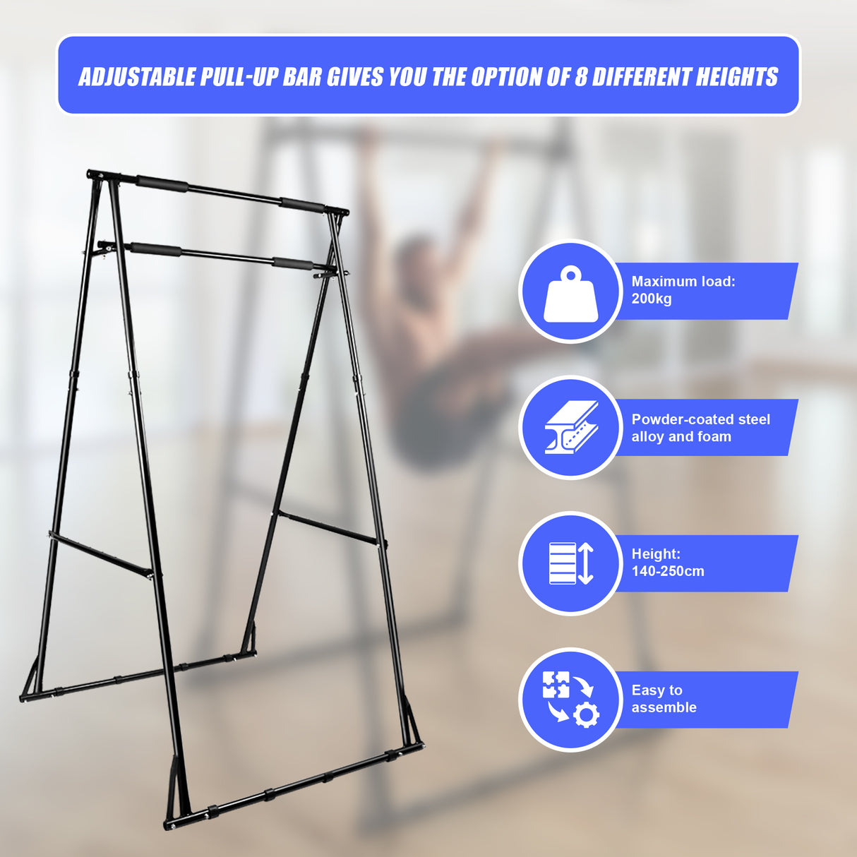 Pull-up Bar Free Standing Pull up Stand Sturdy Frame Indoor Pull Ups Machine