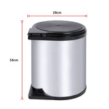 Kitchen Swing Pull Out Bin Stainless Steel Garbage Rubbish Waste Trash Can 14L - Extra Image