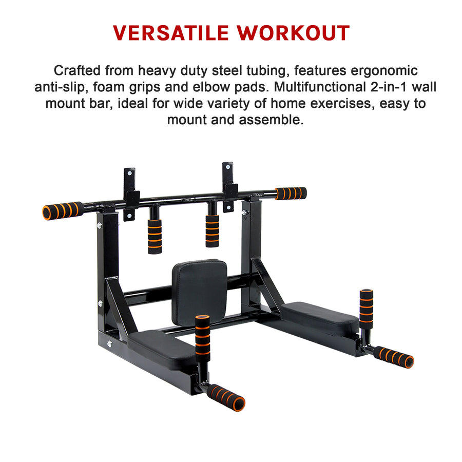 Heavy Duty Wall Mounted Power Station Pull Up Dip Knee Raise Bar