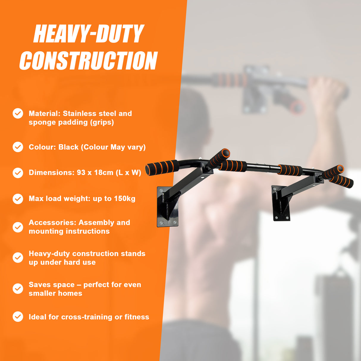 Heavy Duty Pull Up Bar Home Gym Chin Up Bar Wall Ceiling Mount