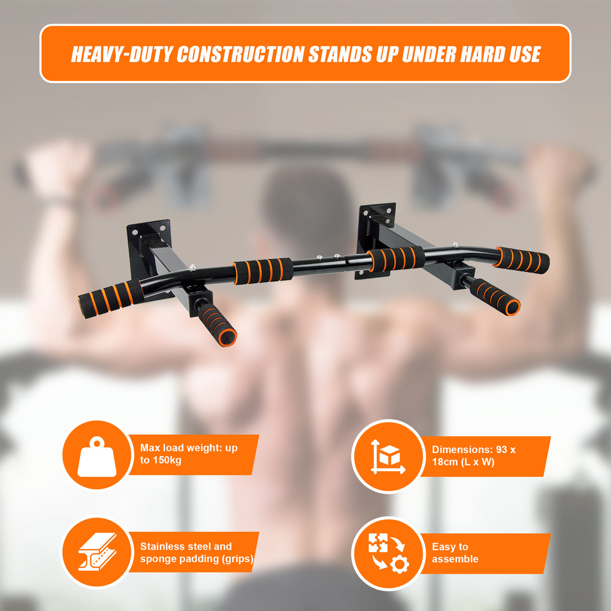 Heavy Duty Pull Up Bar Home Gym Chin Up Bar Wall Ceiling Mount