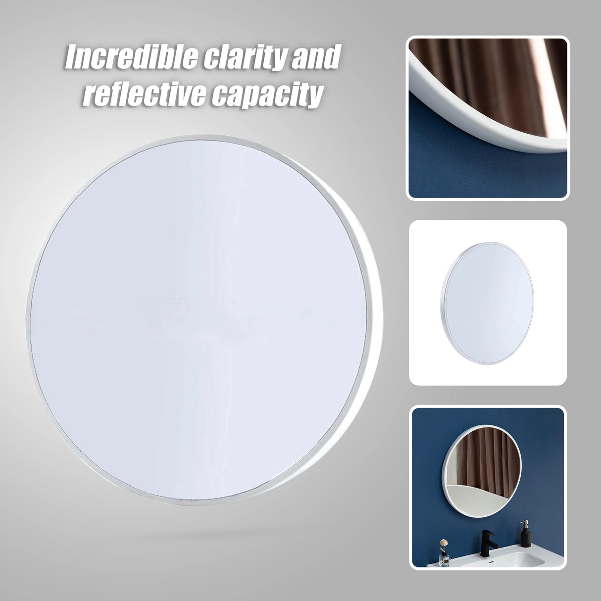 70cm Round Wall Mirror Bathroom Makeup Mirror by Della Francesca