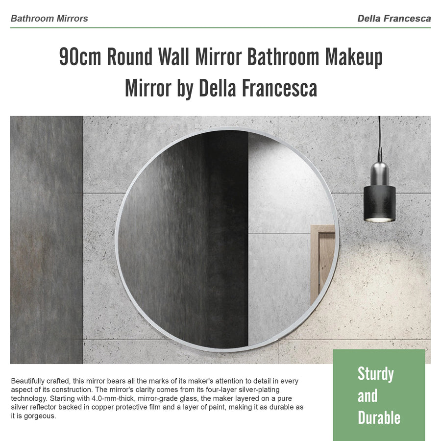 90cm Round Wall Mirror Bathroom Makeup Mirror by Della Francesca