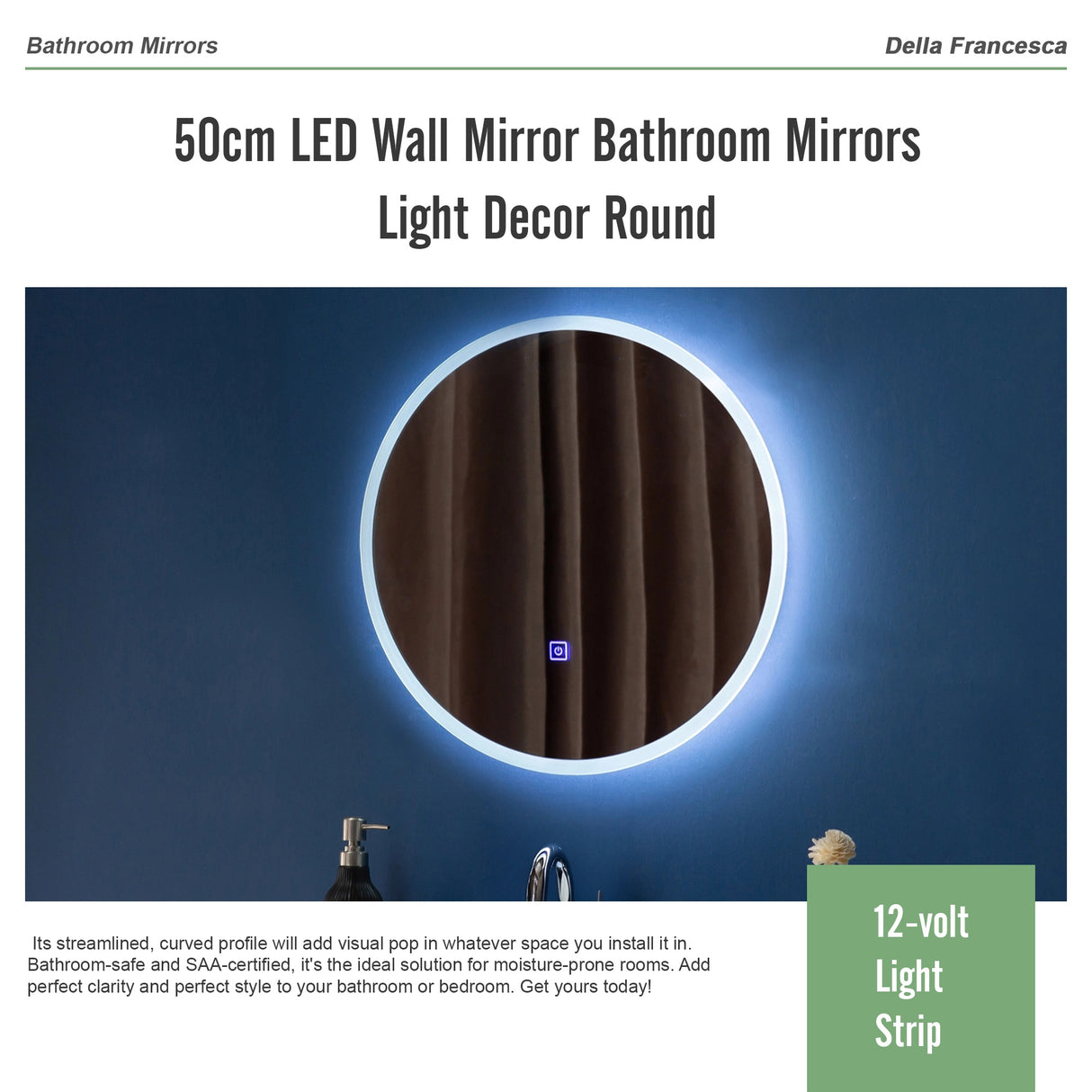 50cm LED Wall Mirror Bathroom Mirrors Light Decor Round