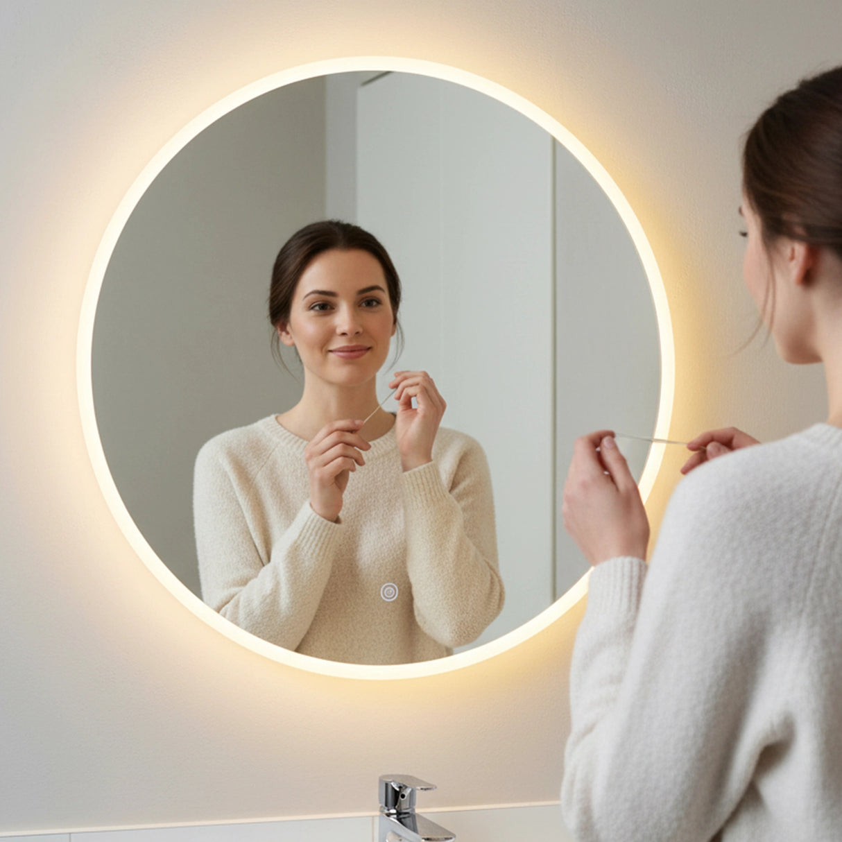 60cm LED Wall Mirror Bathroom Mirrors Light Decor Round