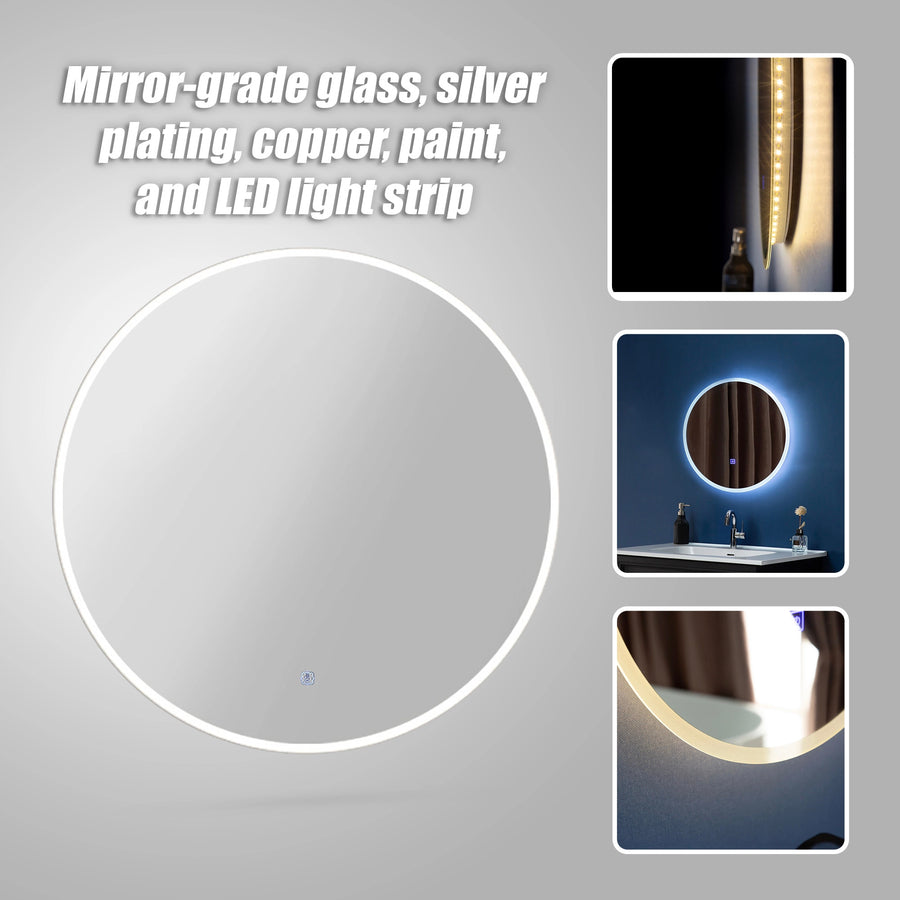 70cm LED Wall Mirror Bathroom Mirrors Light Decor Round