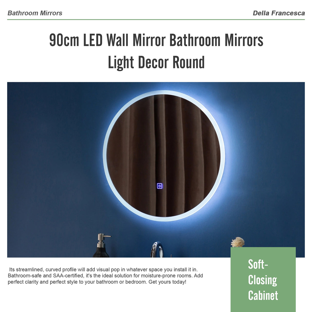 80cm LED Wall Mirror Bathroom Mirrors Light Decor Round