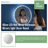 90cm LED Wall Mirror Bathroom Mirrors Light Decor Round - Low Angle