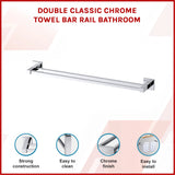 Double Classic Chrome Towel Bar Rail Bathroom - Front View