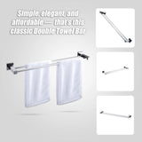 Double Classic Chrome Towel Bar Rail Bathroom