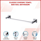 Classic Chrome Towel Bar Rail Bathroom - Front View