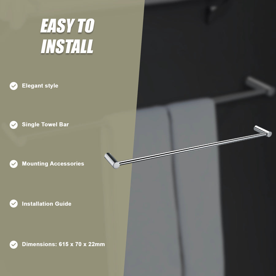 Single Towel Rail - 615mm