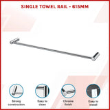 Single Towel Rail - 615mm - Side View
