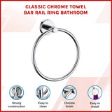 Classic Chrome Towel Bar Rail Ring Bathroom - Front View