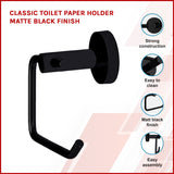 Classic Toilet Paper Holder Matte Black Finish - Front View