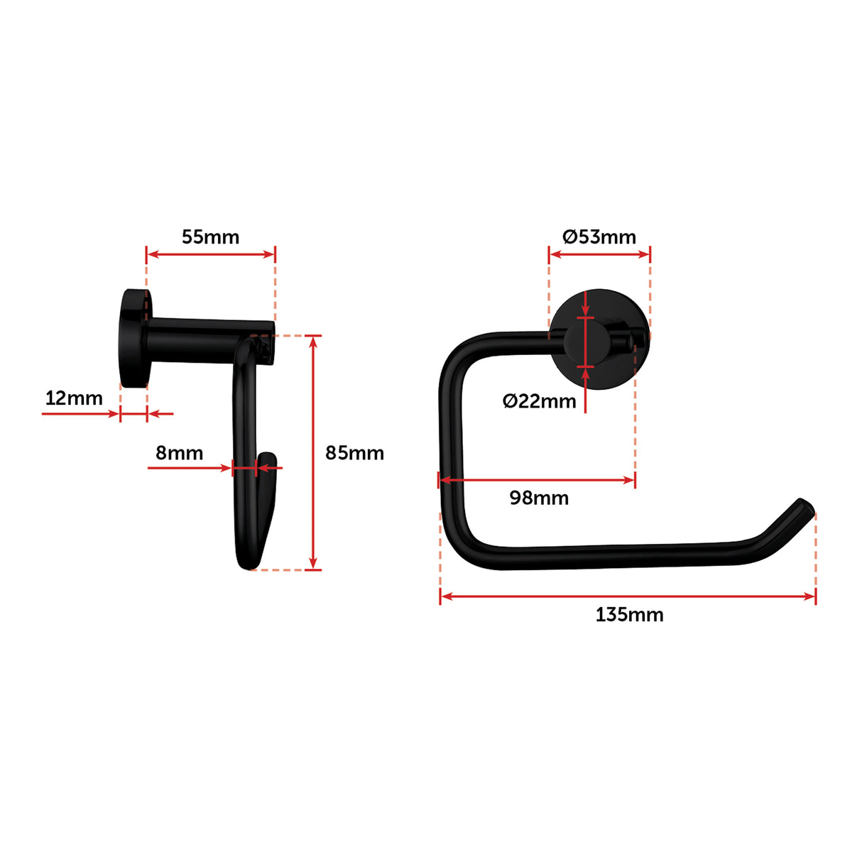 Classic Toilet Paper Holder Matte Black Finish