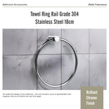 Towel Ring Rail Grade 304 Stainless Steel 18cm