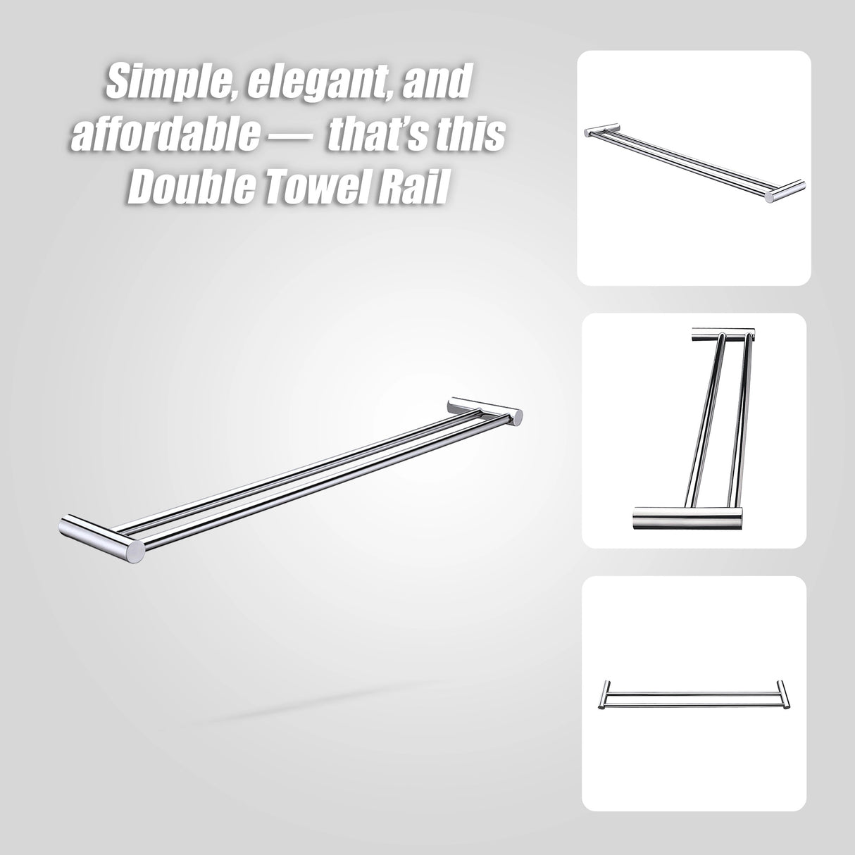 Double Towel Rail Grade 304 Stainless Steel 620mm