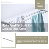 Double Towel Rail Grade 304 Stainless Steel 620mm