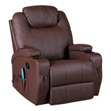 Brown Massage Sofa Chair Recliner 360 Degree Swivel PU Leather Lounge 8 Point Heated - Side View