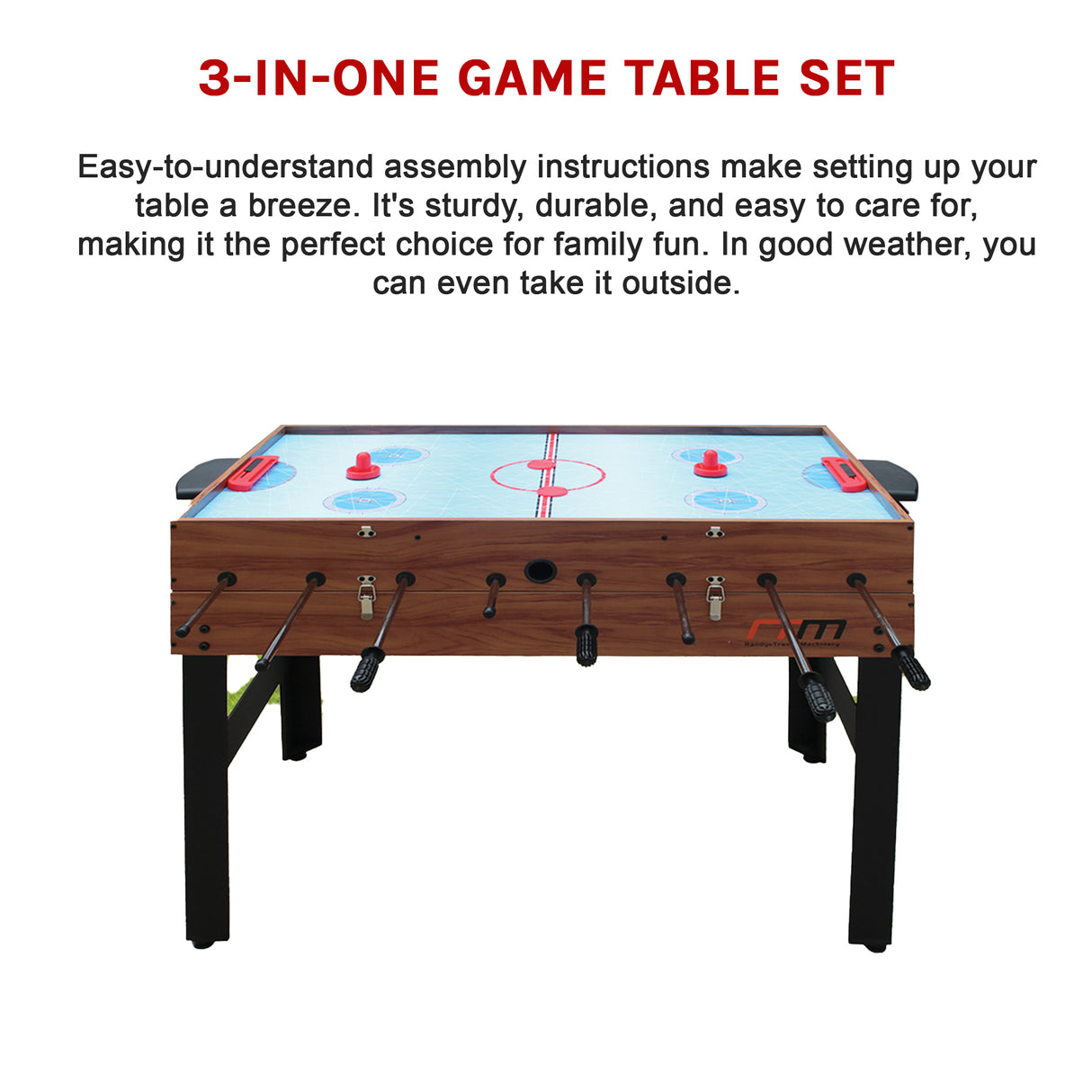 4FT 3-in-1 Games Foosball Soccer Hockey Pool Table