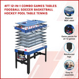 4FT 12-in-1 Combo Games Tables Foosball Soccer Basketball Hockey Pool Table Tennis - Close-Up Angle