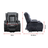 Recliner Chair &ndash; Electric Massage Lift Chair with Heat Function PU Leather Lounge Sofa Black