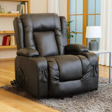 Recliner Chair &ndash; Electric Massage Lift Chair with Heat Function PU Leather Lounge Sofa Black - Front View